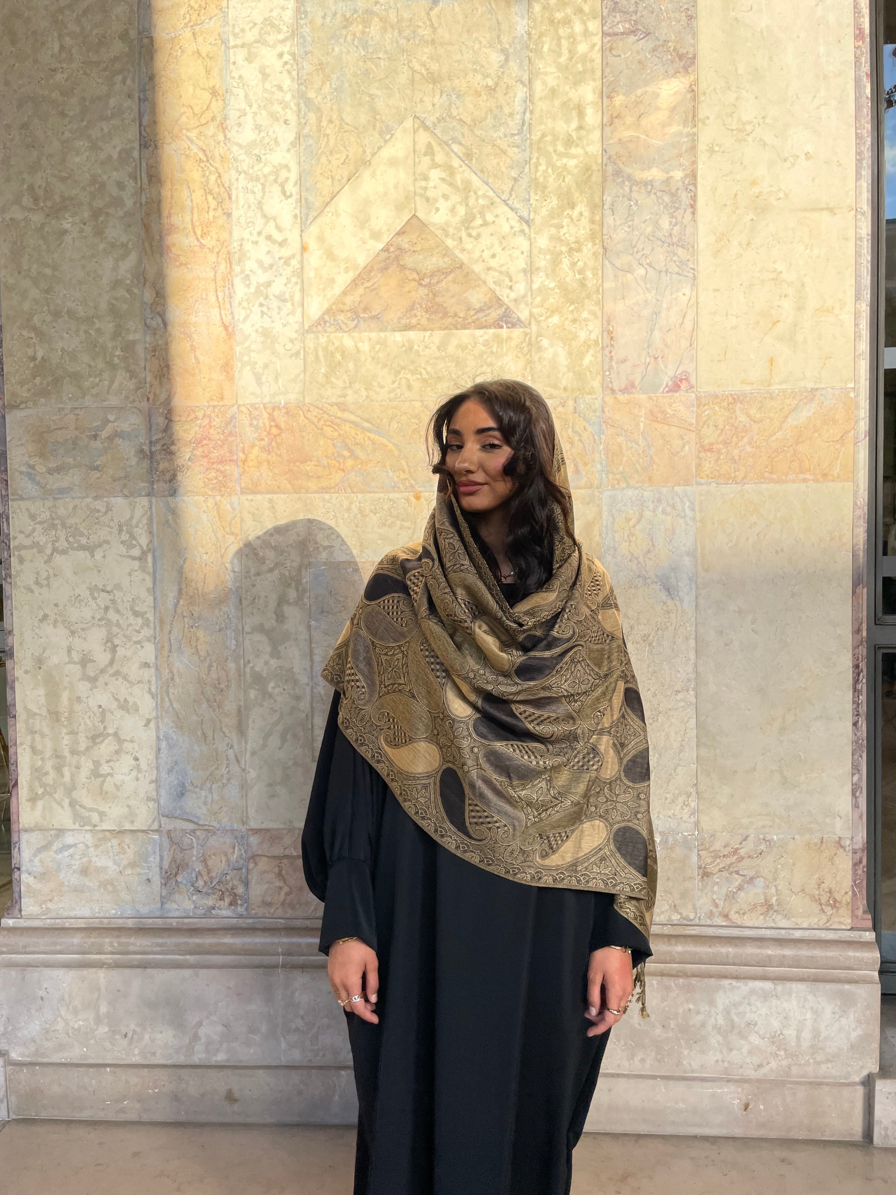 BEIGE / BLACK PASHMINA