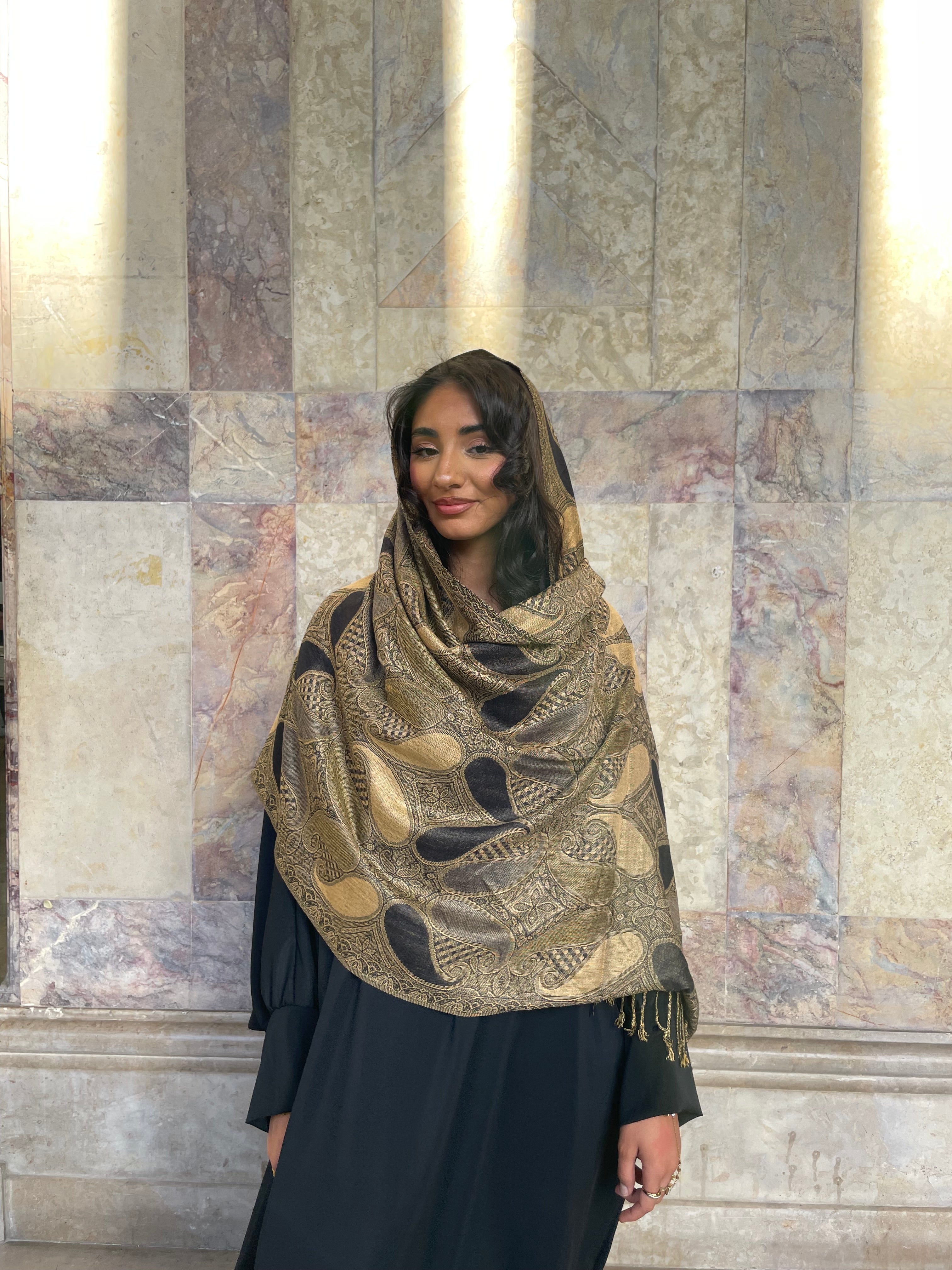 BEIGE / BLACK PASHMINA